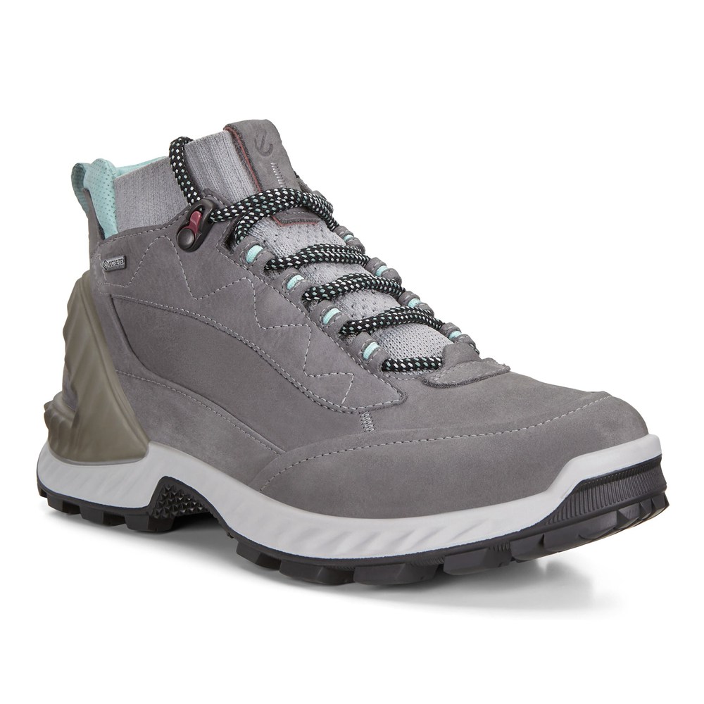 Womens Hiking Shoes - ECCO Exohike Mid Gtx - Dark Grey - 0681HRJUC